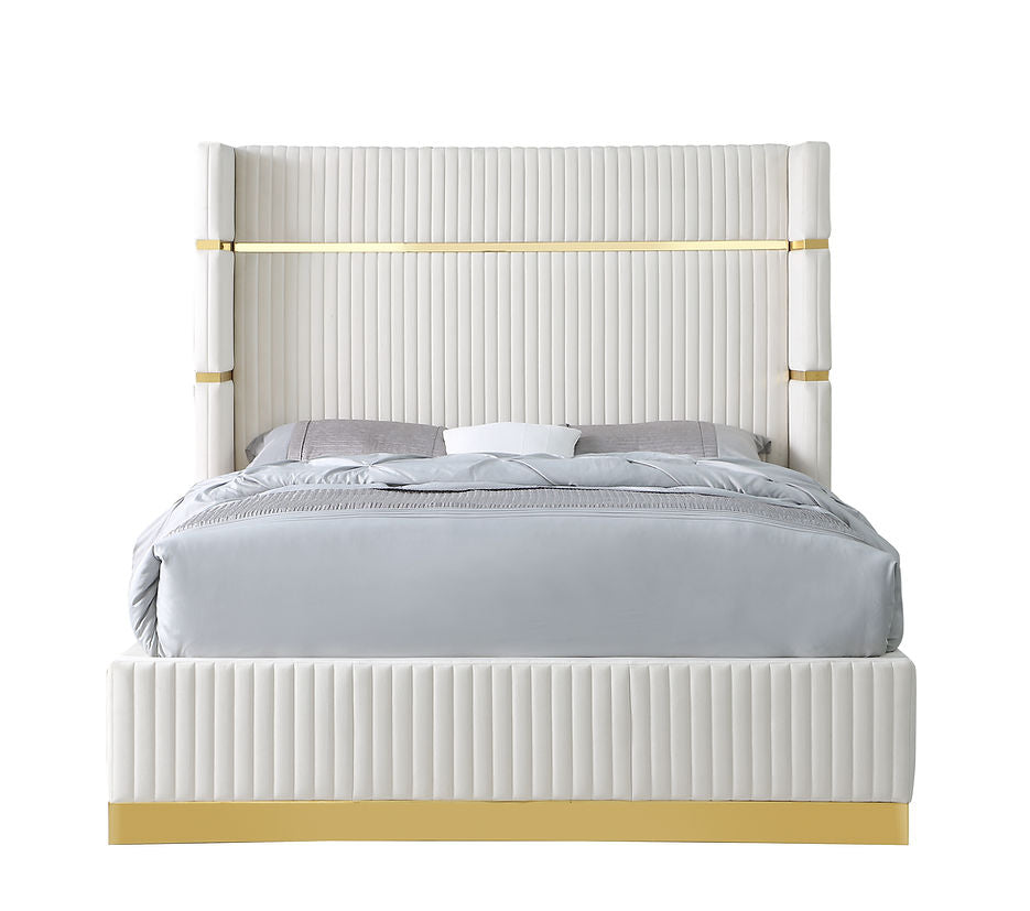 B786 Aspen Cream Velvet Platform Bed