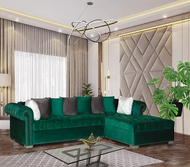 S8187 Milan Sectional (Black Grey Blue Green)