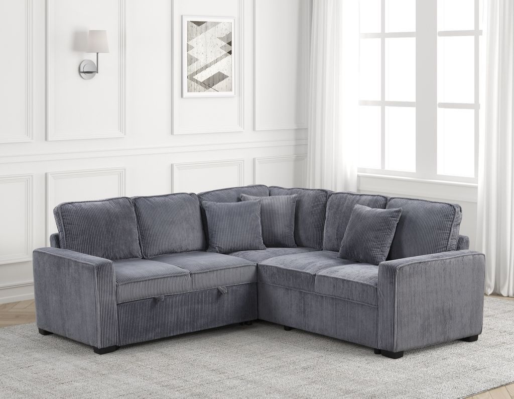 Ariel Charcoal Sectional With Pull-Out Bed **NEW ARRIVAL**