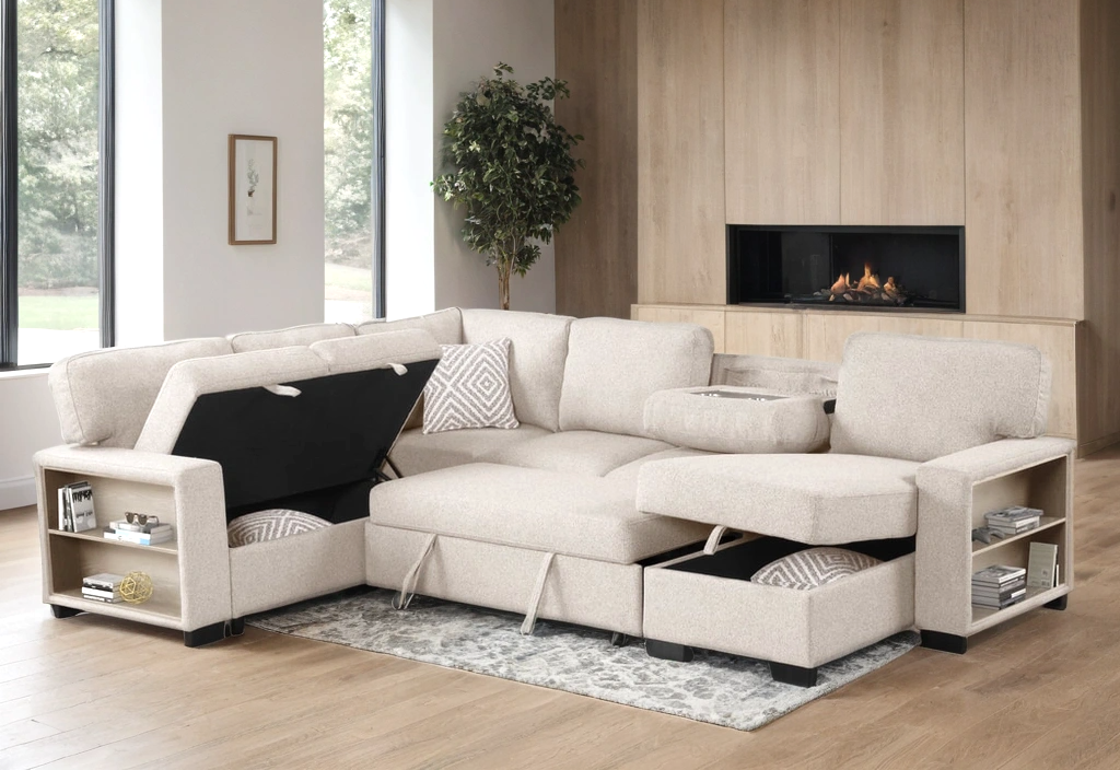 Atlantic Beige Sectional With Pull-Out Bed **ON SALE**