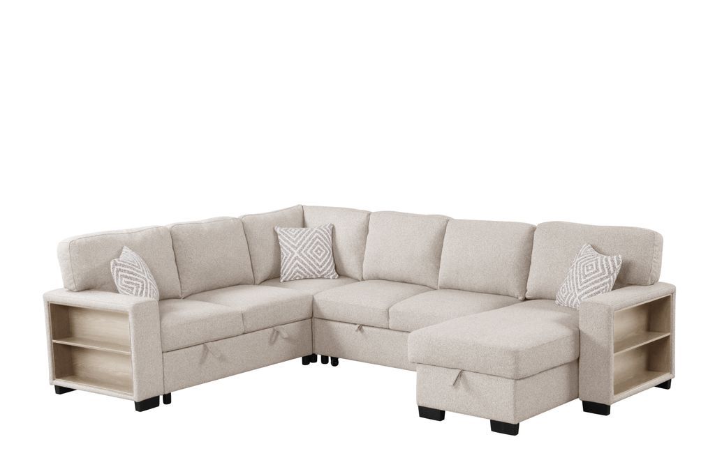 Atlantic Beige Sectional With Pull-Out Bed **ON SALE**