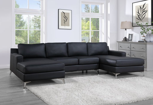 Candace Black Double Chaise Sectional (ETA 6/2)