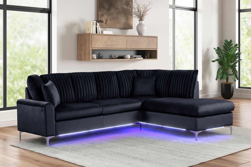 Candy Black - Sectional (w/ LED's) **NEW ARRIVAL**