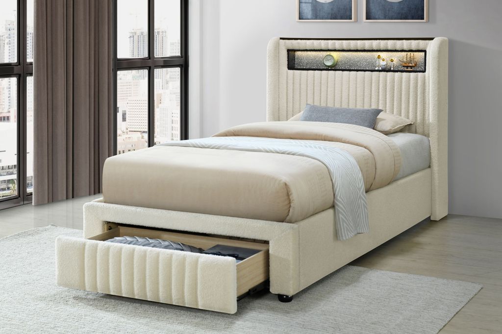 Cupid Beige Platform Bed - Twin, Full **NEW ARRIVAL**