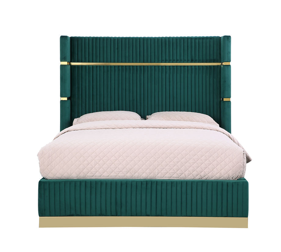 B786 Aspen Green Velvet Platform Bed