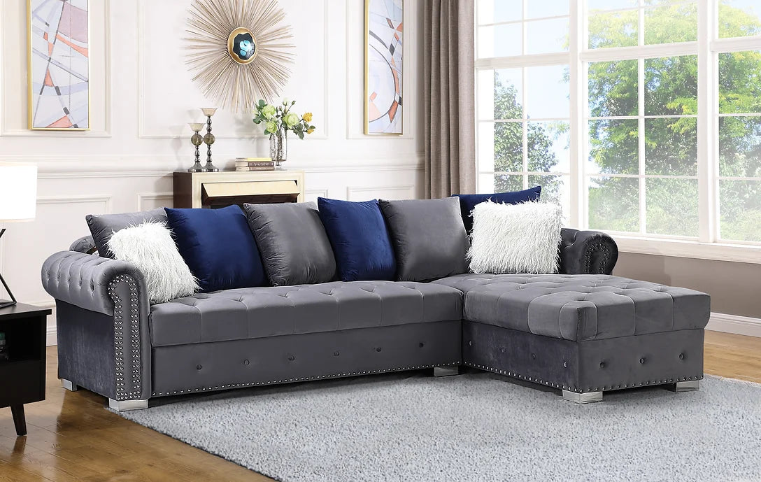 S8187 Milan Sectional (Black Grey Blue Green)