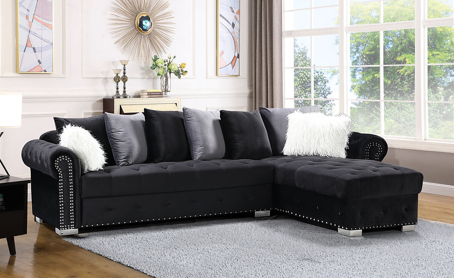 S8187 Milan Sectional (Black Grey Blue Green)