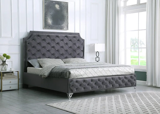 B830 Leilah Grey Platform Bed