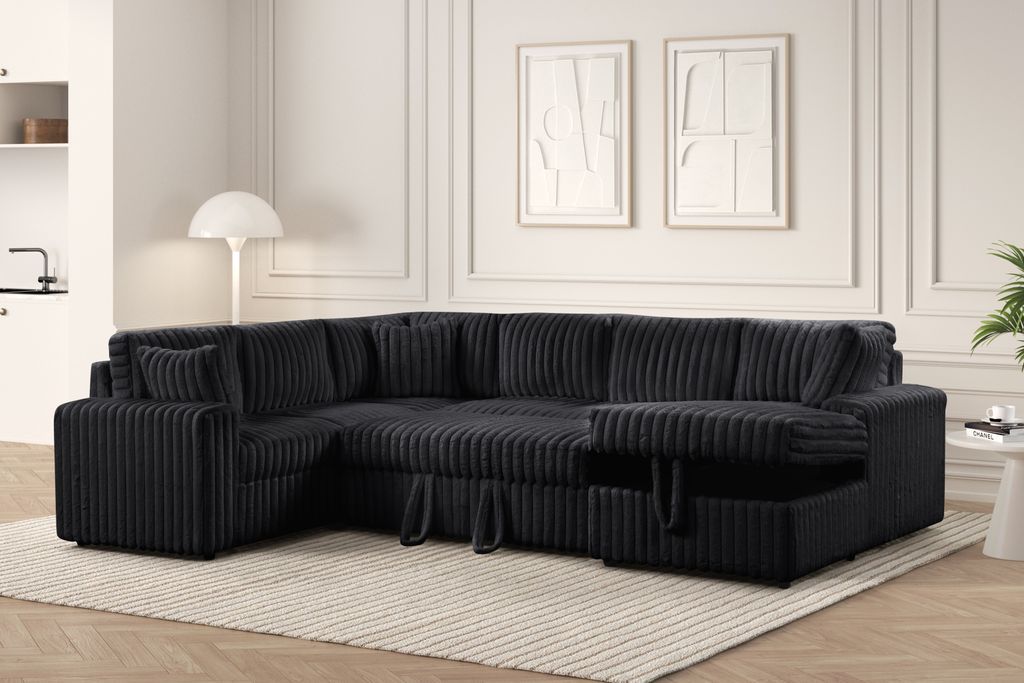 Forever Black Sectional With Pull-Out Bed **NEW ARRIVAL**