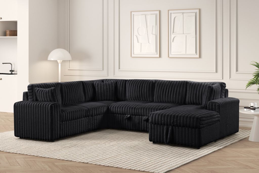 Forever Black Sectional With Pull-Out Bed **NEW ARRIVAL**