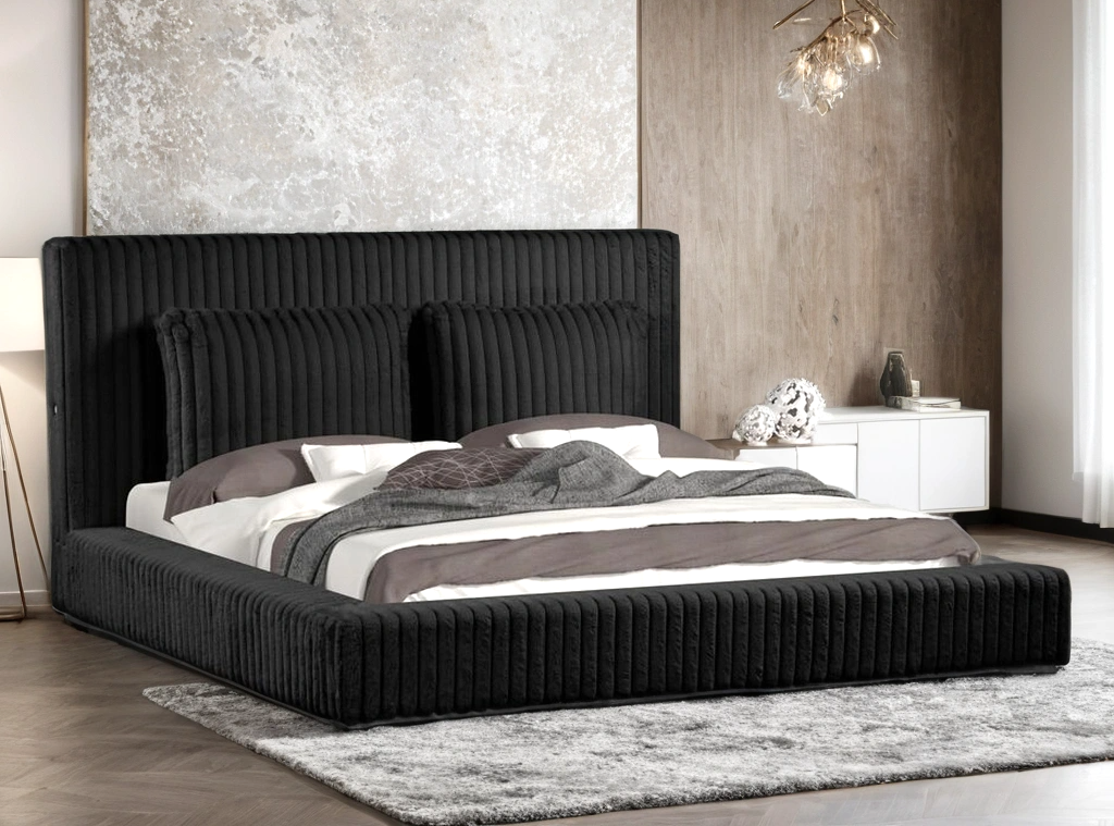 Lauren Black Platform Bed (w/ USB PORTS) - Queen, King **NEW ARRIVAL**