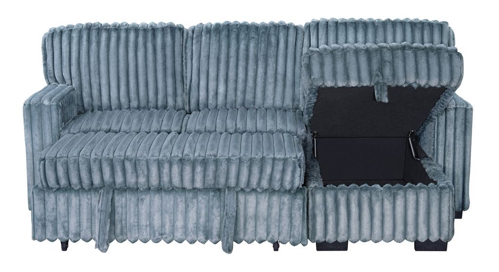 Poland Charcoal Reversible Sectional With Pull-Out Bed (1 SET LEFT)