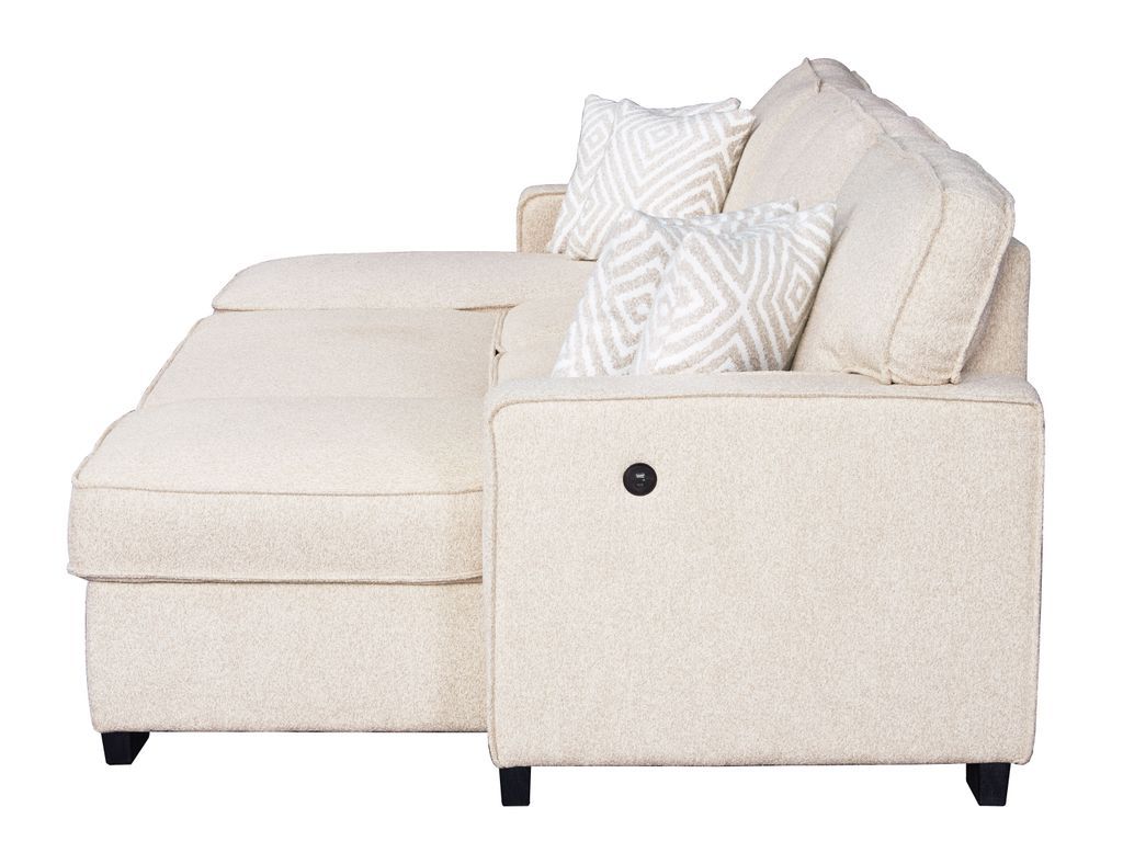 Sahara Beige - Double Storage Chaise Sectional w/ Drop Down Cupholders **ON SALE**