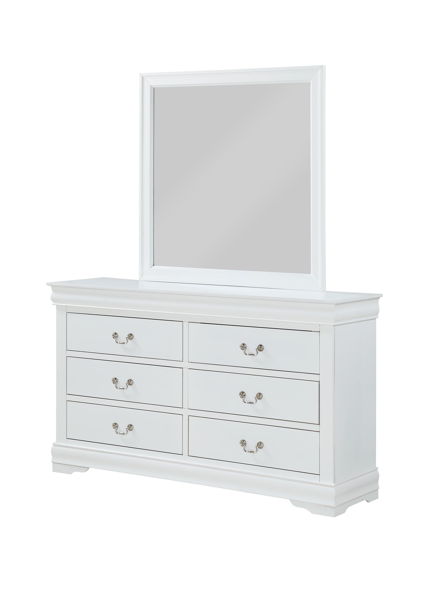 B3650 Louis Philip White Dresser and Mirror