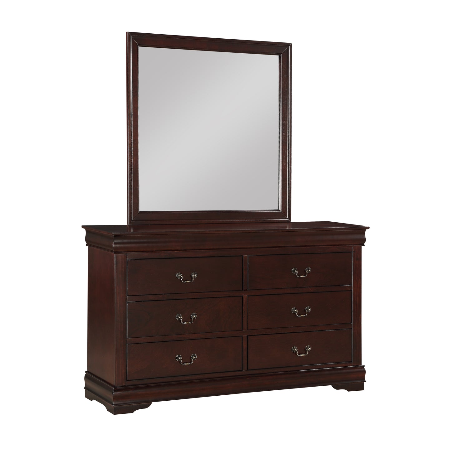 B3850 Louis Philip Cherry Dresser and Mirror