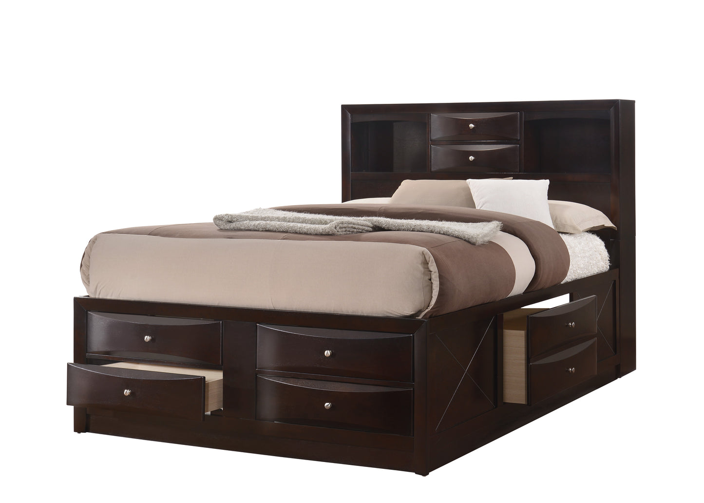B4265 Emily Storage Dark Cherry Bed Frame