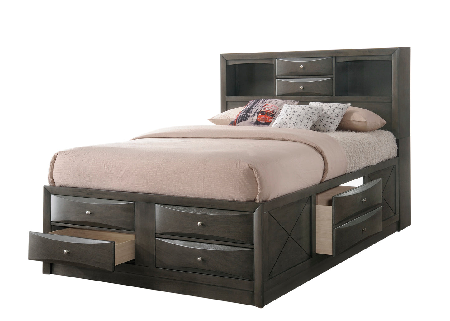 B4275 Emily Storage Grey Bed Frame