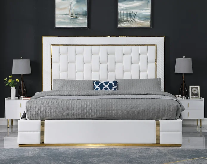B700 Marbella - High Headboard Bed Frame Upholstered in PU