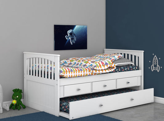 0235-TW Twin Bed w/ 3 Drawers + Twin Trundle