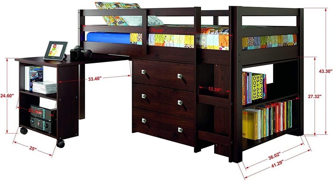 760-TCP Loft Bed (Cappuccino) Twin Size