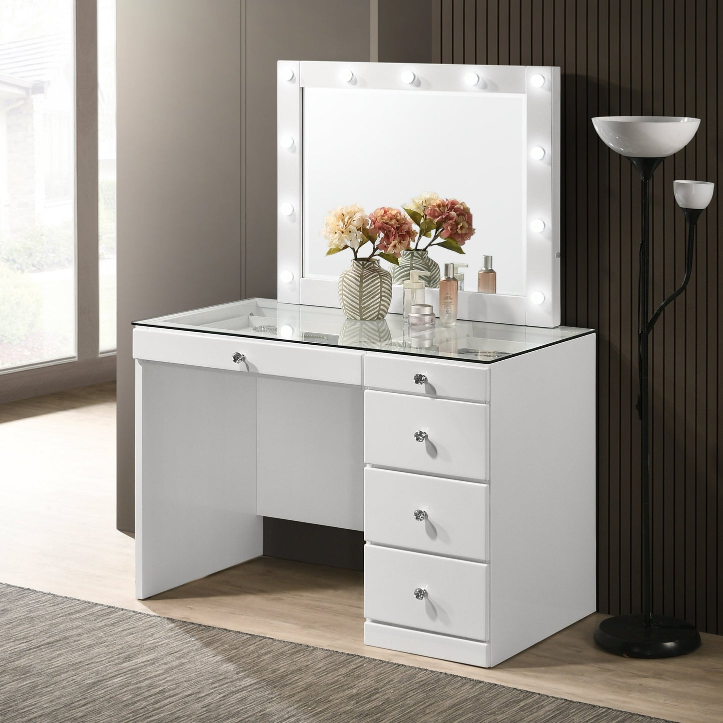 B4851WHSET Morgan Vanity White + Free White Swivel (Limited Time)