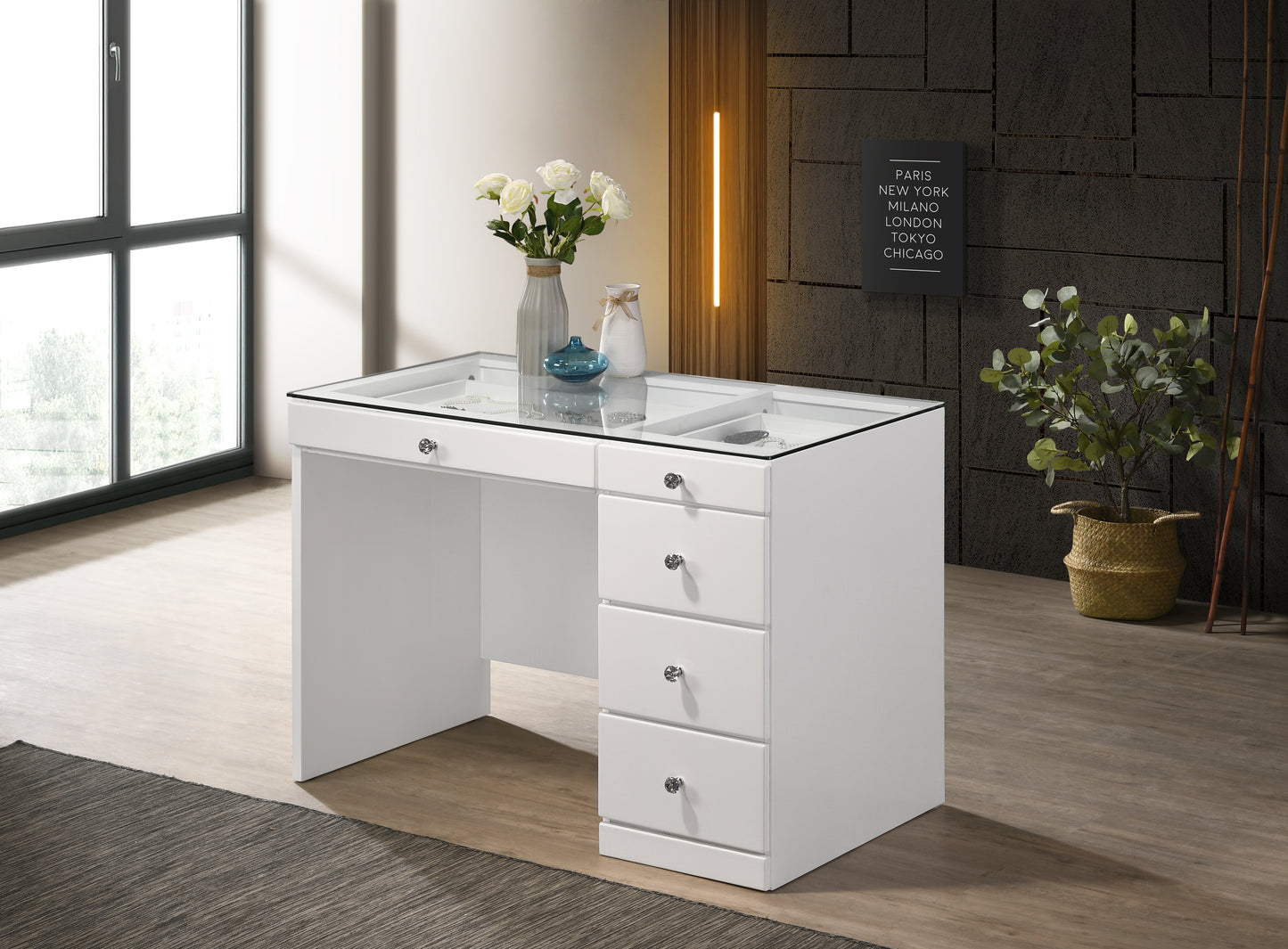 B4851WHSET Morgan Vanity White + Free White Swivel (Limited Time)