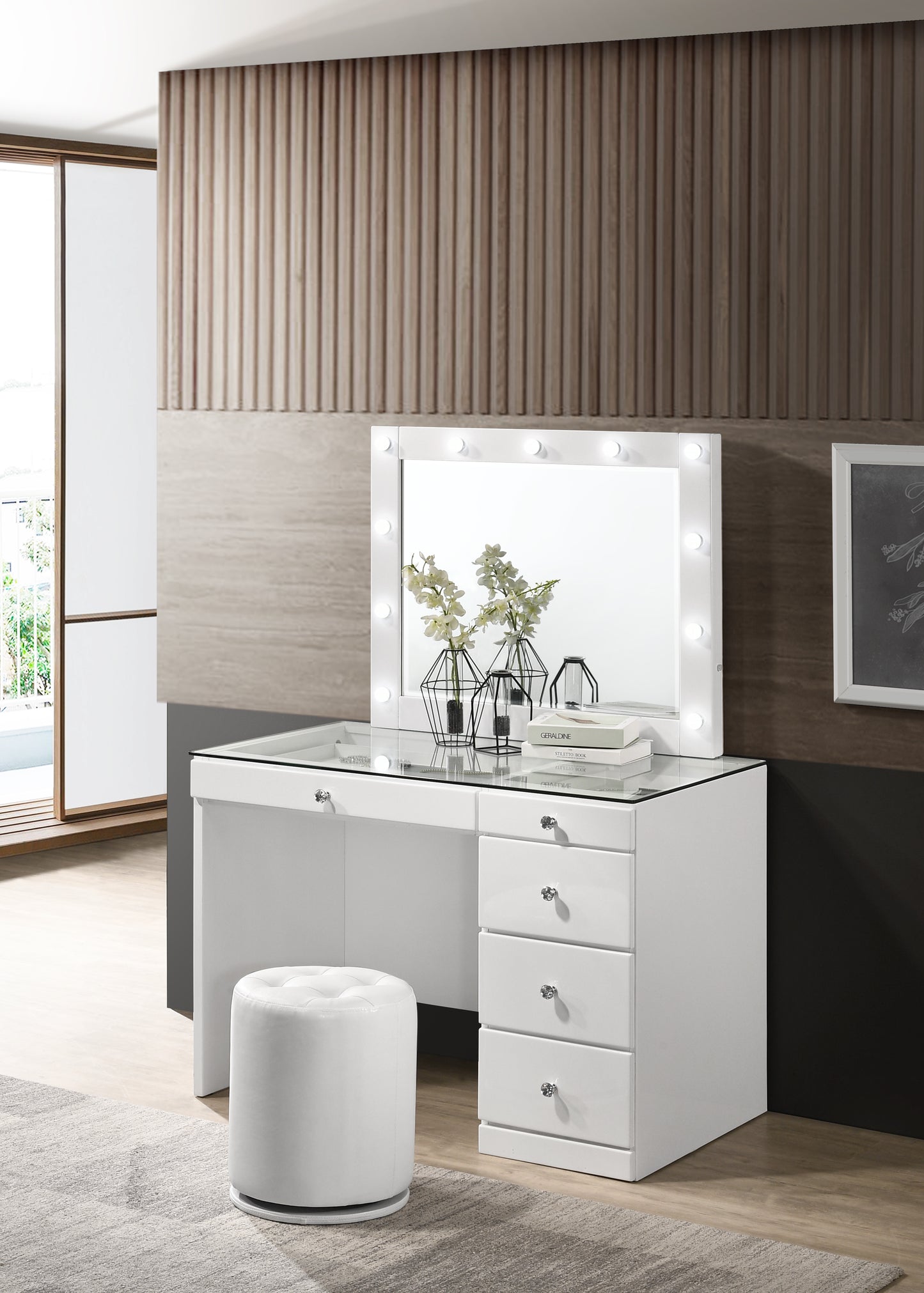 B4851WHSET Morgan Vanity White + Free White Swivel (Limited Time)