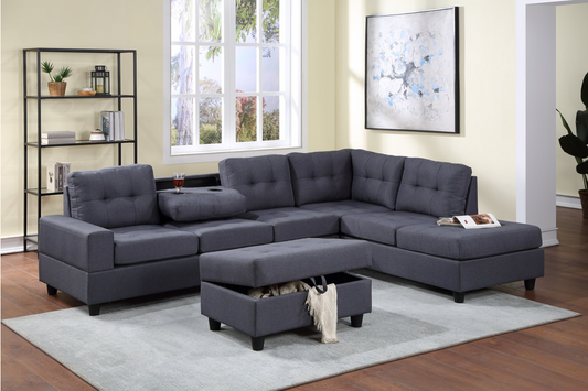 32Heights Sectional + Ottoman Set (Grey)