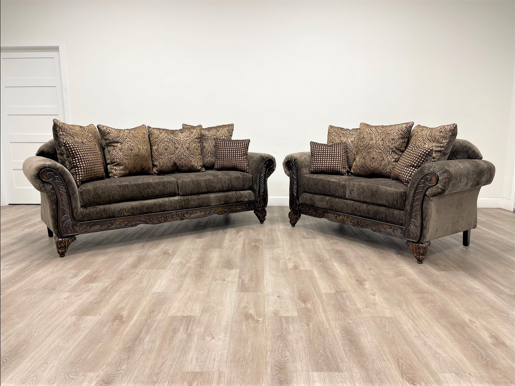 6300 Sofa & Loveseat Set(Brown)