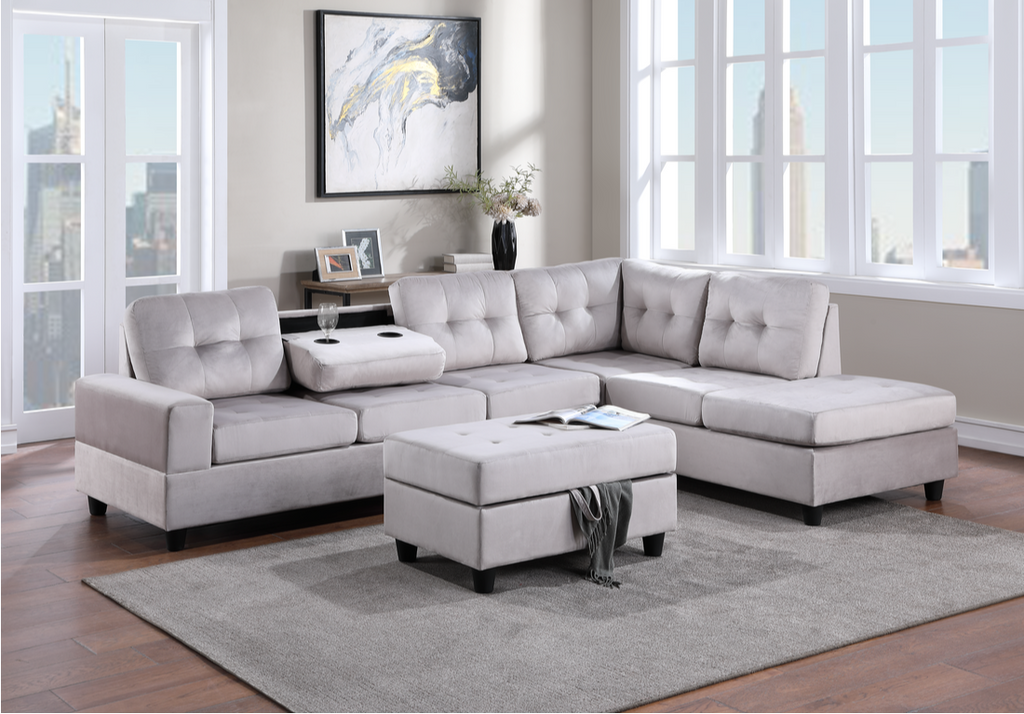 21Heights Sectional Storage Ottoman (Silver)