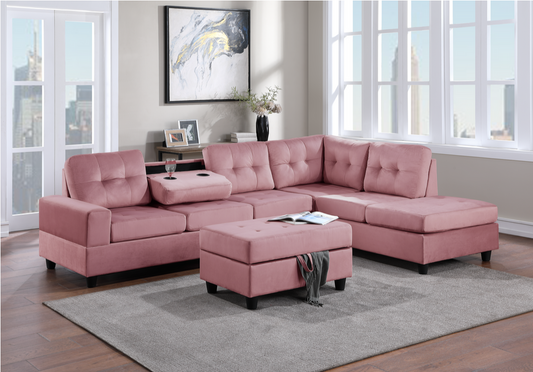 23Heights Sectional Storage Ottoman (Pink) Velvet