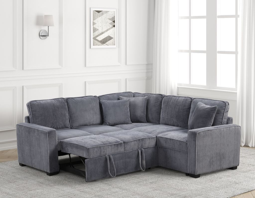 Ariel Charcoal Sectional With Pull-Out Bed **NEW ARRIVAL**