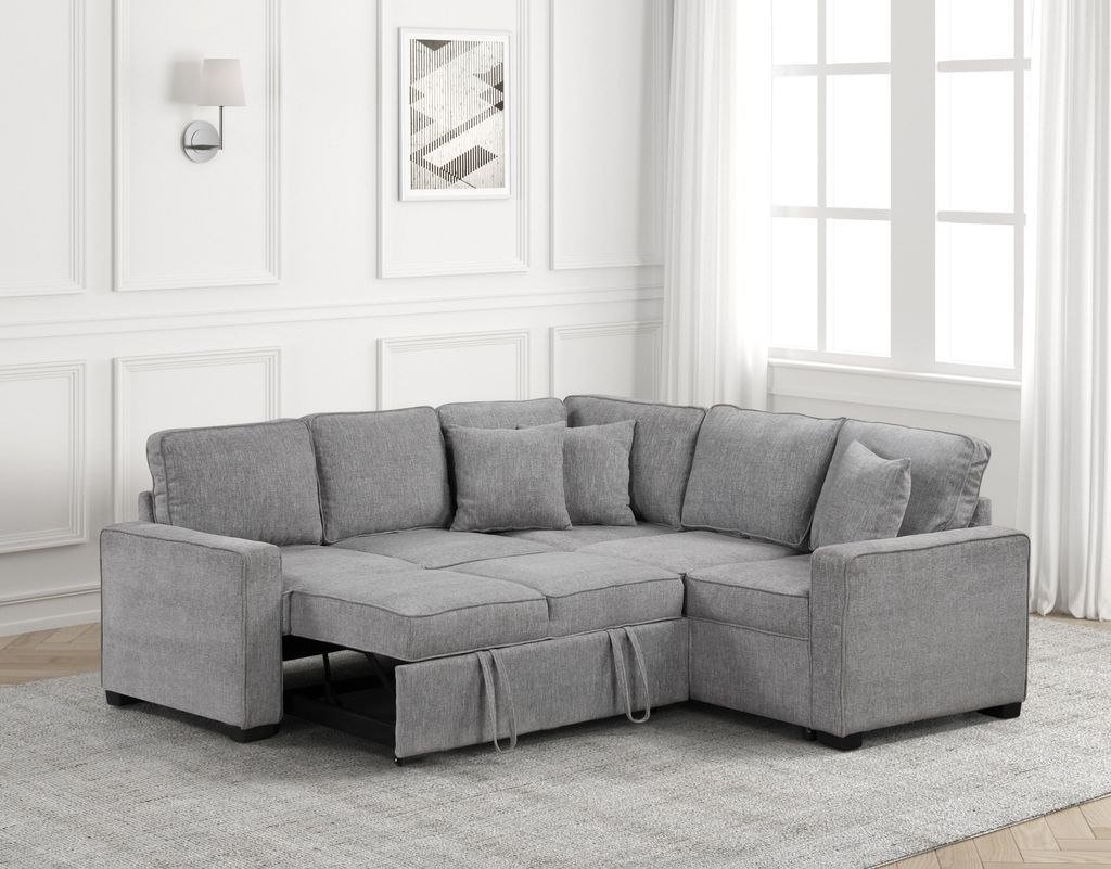 Ariel Gray Sectional With Pull-Out Bed **NEW ARRIVAL** **ON SALE**