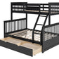 BB22 Twin/Full Bunk Bed w/Twin Trundle Black