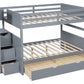BB53 FULL/FULL Bunk Bed w/Twin Trundle + Staircase Storage