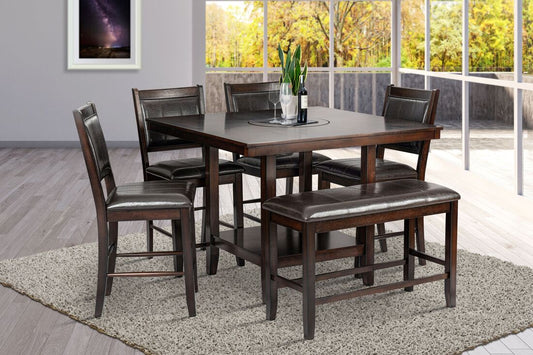D2320 - Pub Table + 4 Chairs + Bench Dining Room Set