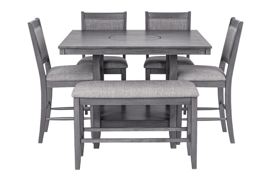 D2300 - Pub Table + 4 Chairs + Bench Dining Room Set
