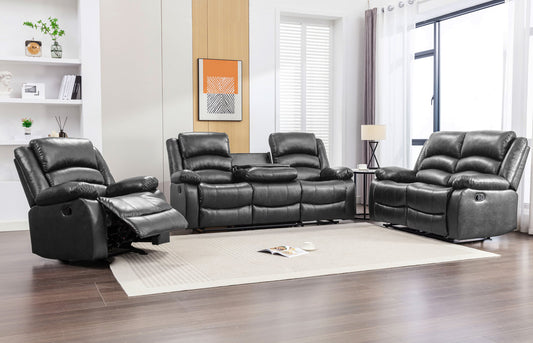 Dynamo Black Reclining 3 PC Living Room Set