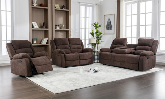 Dynamo Chocolate Reclining 3 PC Living Room Set