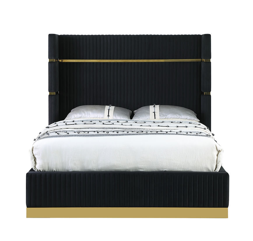 B786 Aspen Black Velvet Platform Bed