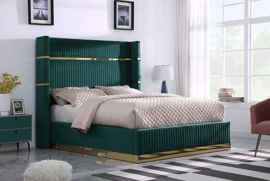 B786 Aspen Green Velvet Platform Bed