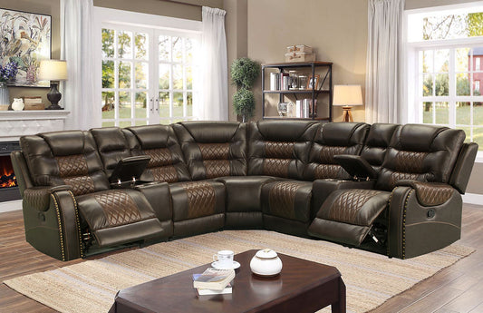 S1987 Phoenix Reclining Sectional (Brown)