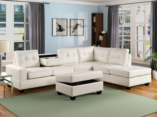 10Heights Sectional Storage Ottoman Set (White)