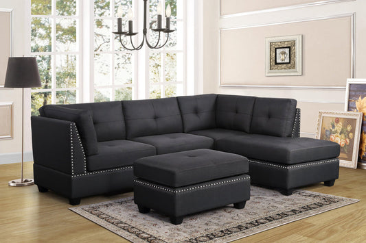 Sienna Sectional + Ottoman Set (Grey)