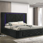Lorenzo Black Platform Bed (w/ LED LIGHTS & BLUETOOTH SPEAKERS) - Queen, King
