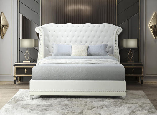 Luxor White Platform Bed - Queen, King