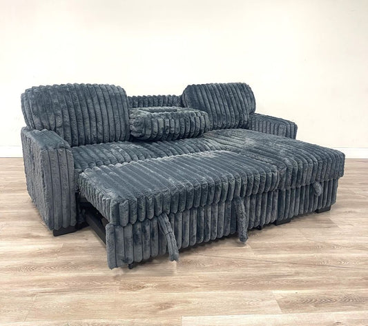 Poland Charcoal Reversible Sectional With Pull-Out Bed (1 SET LEFT)