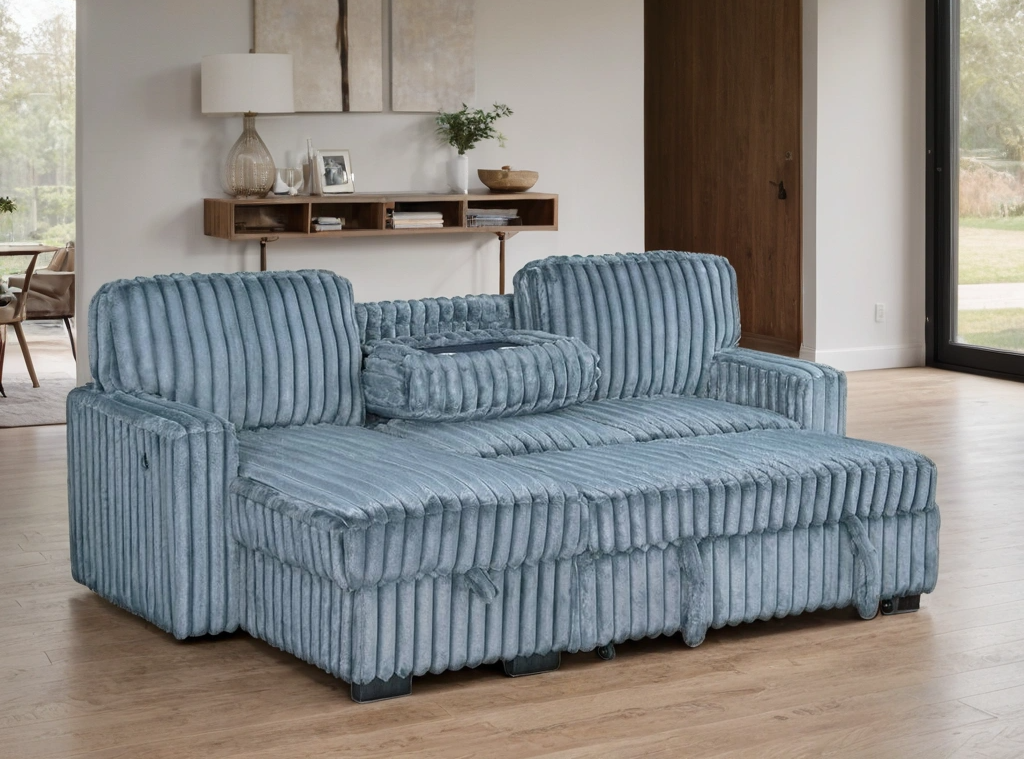 Poland Charcoal Reversible Sectional With Pull-Out Bed (1 SET LEFT)