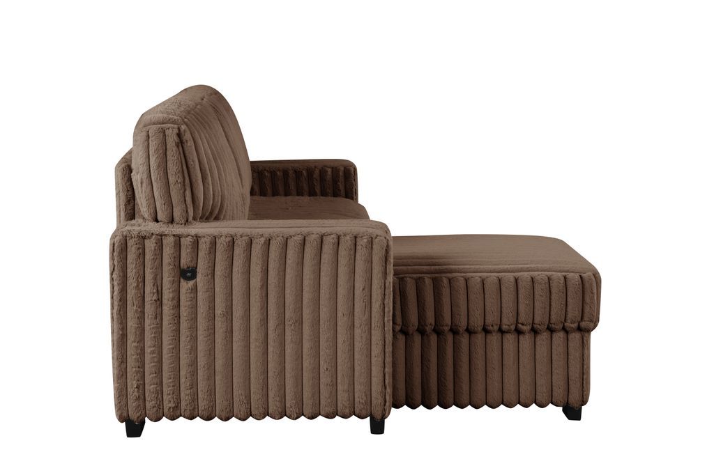 Poland Mocha Reversible Sectional With Pull-Out Bed **ON SALE**