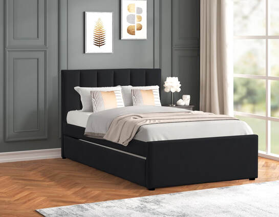 MAYA - Black Twin, Full Platform Bed w/ Trundle